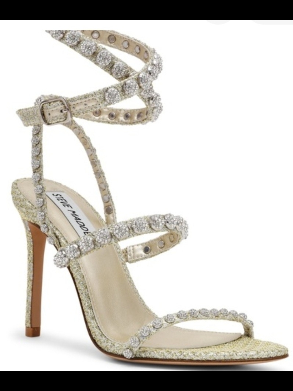 Steve Madden Gold Crystal Embellished Strappy High Heels
